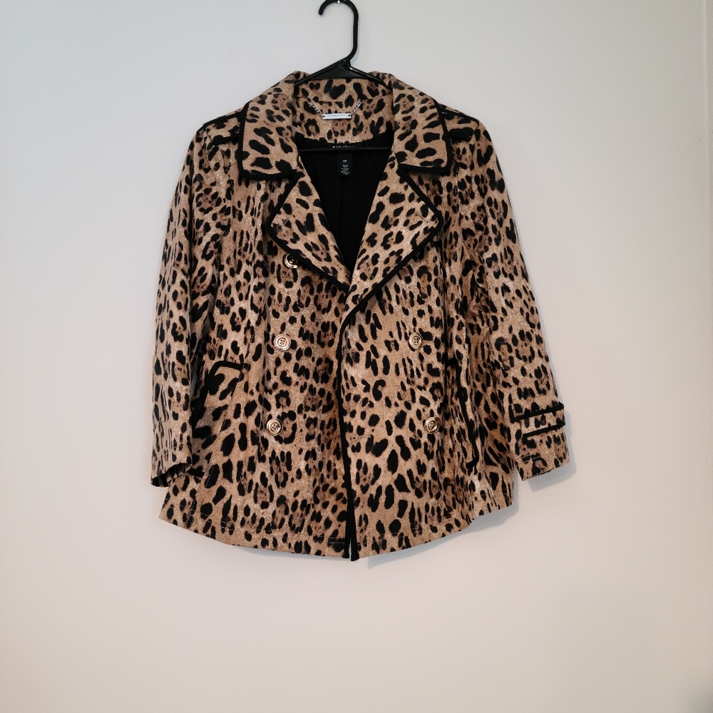 Leopard Coat Jacket WhiteHouseBlackMarket 14P